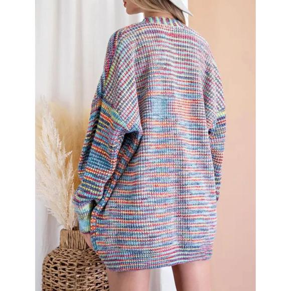 NEW BESTTO open-front knit cardigan in rainbow - Picture 3 of 3